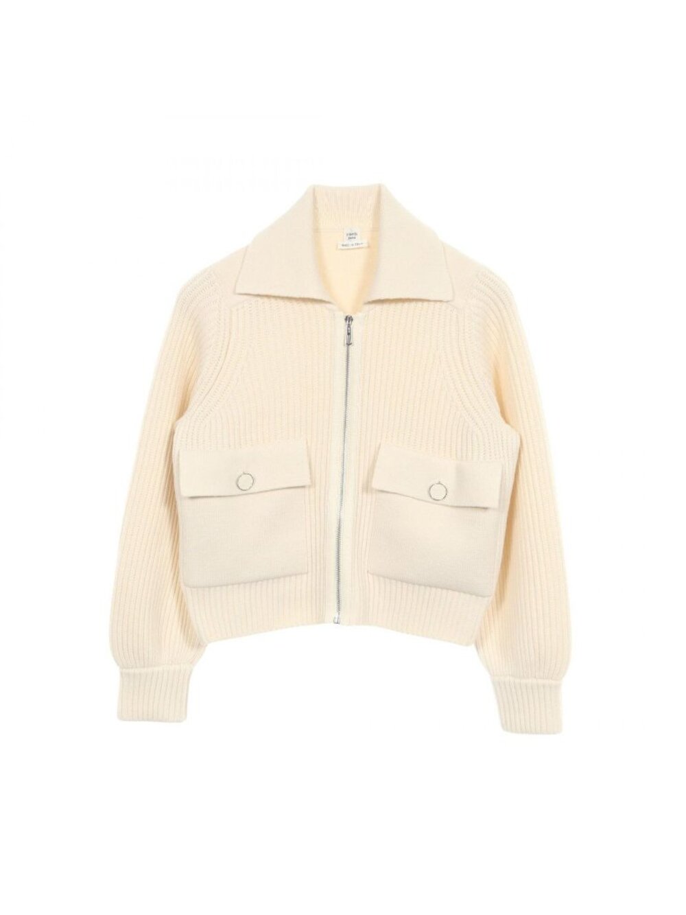 Hermes Sellier Buttons Zip Up Knit Wool Jacket